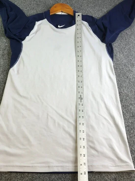 Nike Pro Shirt Mens Small White Blue Baseball MLB Compression Fitted Raglan - Picture 7 of 11